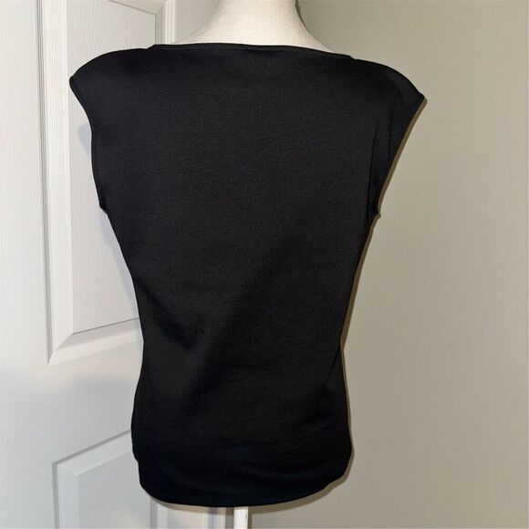Ann Taylor Petites Floral Laser/Cut Out Sleeveless Blouse Black Size LP Office - Picture 3 of 9